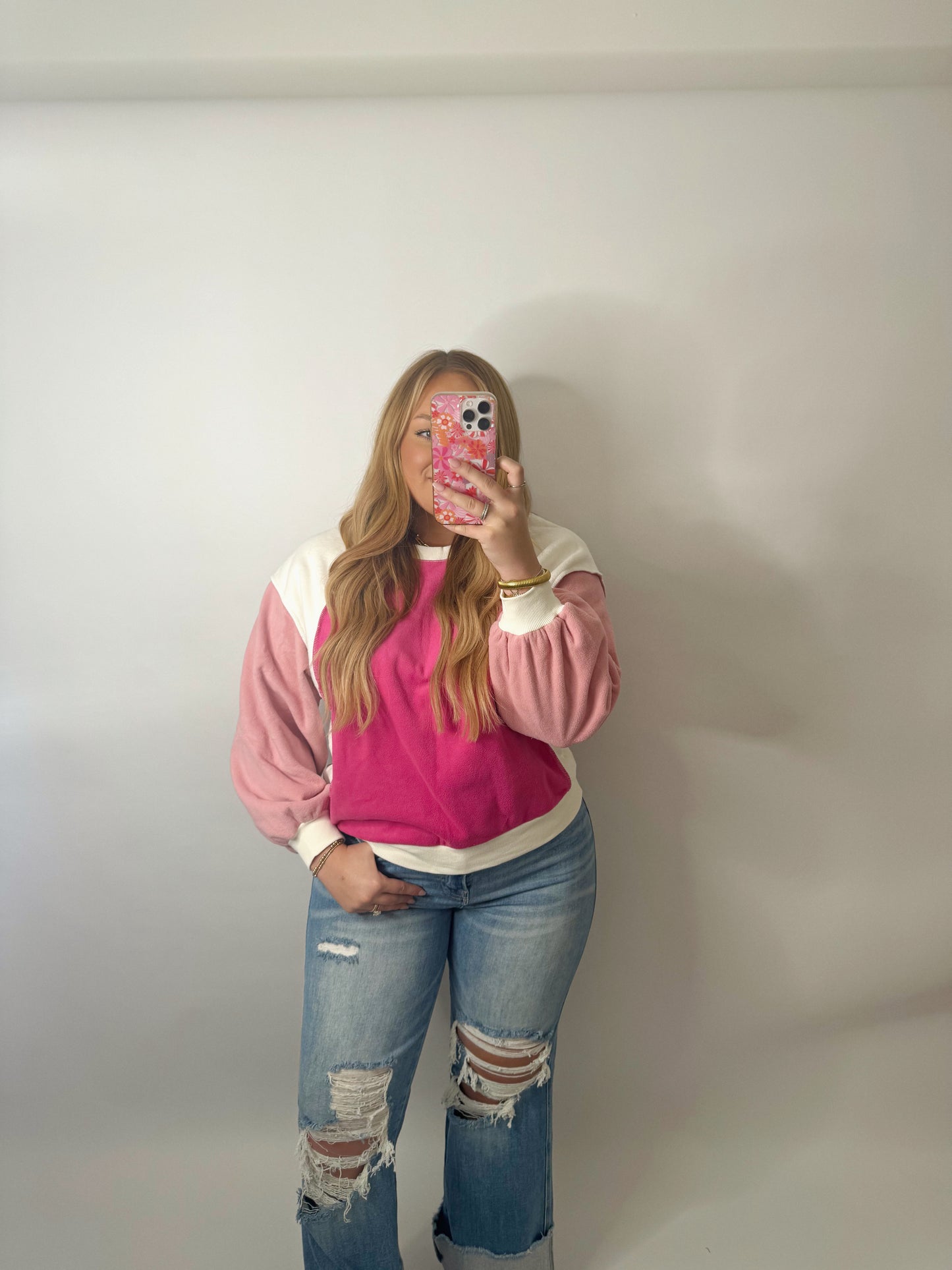 The Eileen | Pink Fleece Top