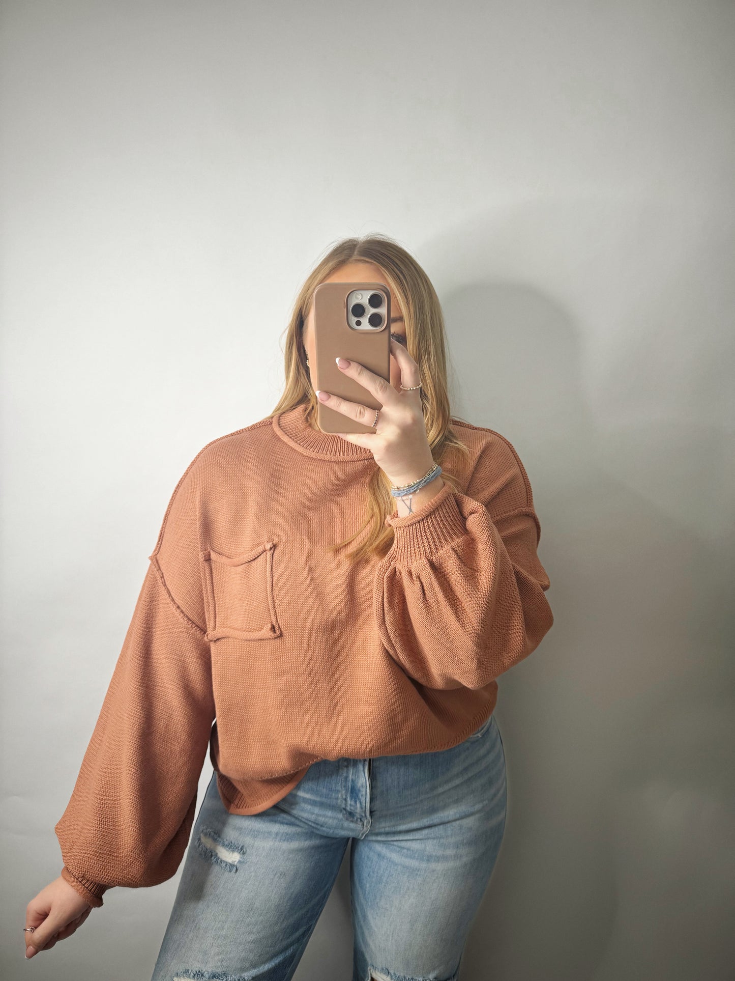 The Autumn | Rust Balloon Sleeve Sweater