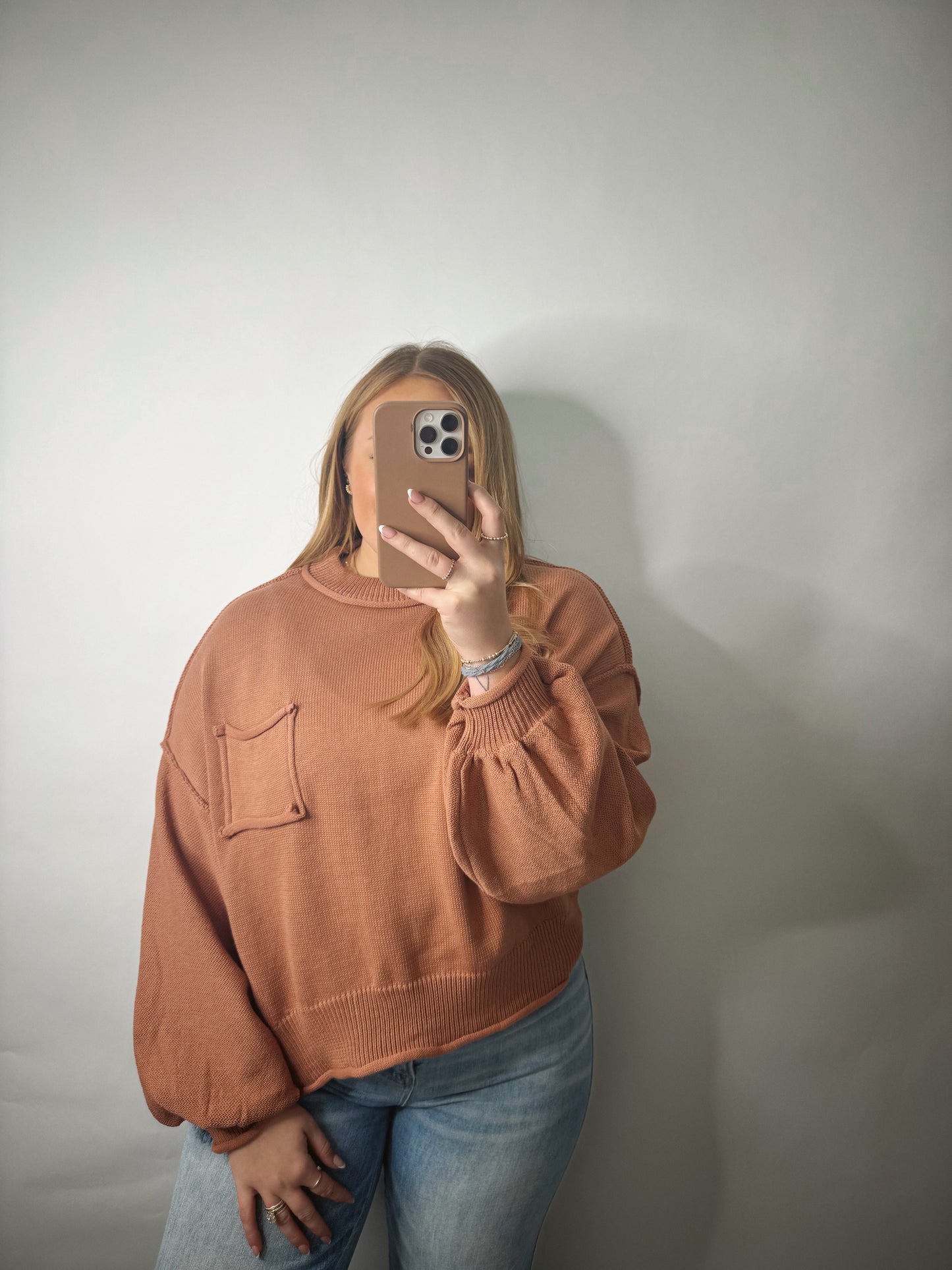 The Autumn | Rust Balloon Sleeve Sweater