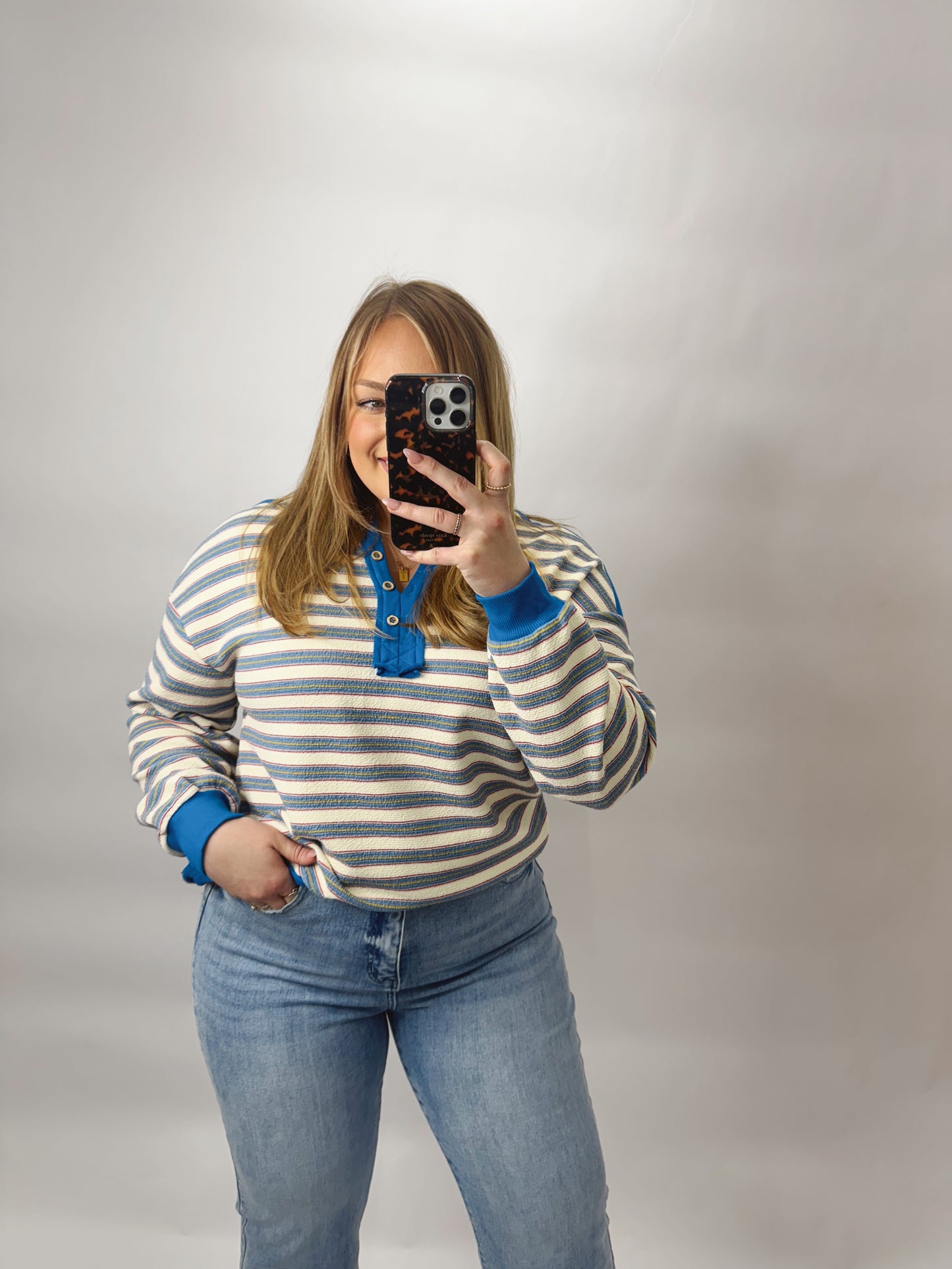 The Alyssa | Blue and White Stripe Top