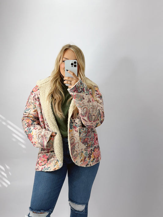 The Paisley | Floral Sherpa Jacket