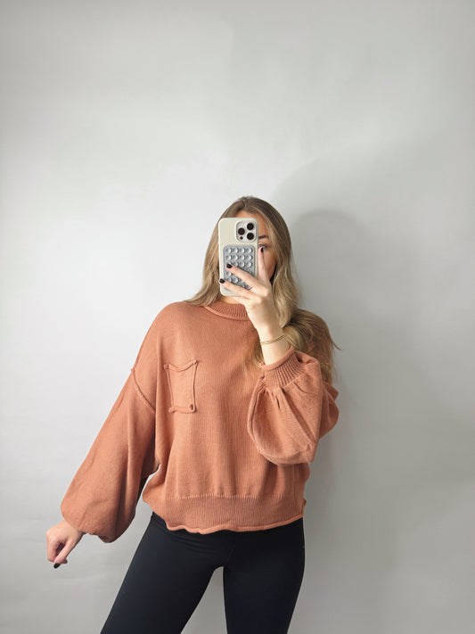 The Autumn | Rust Balloon Sleeve Sweater