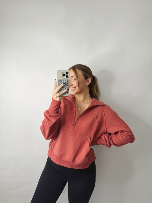 The Scuba | Rust Red Quarter Zip