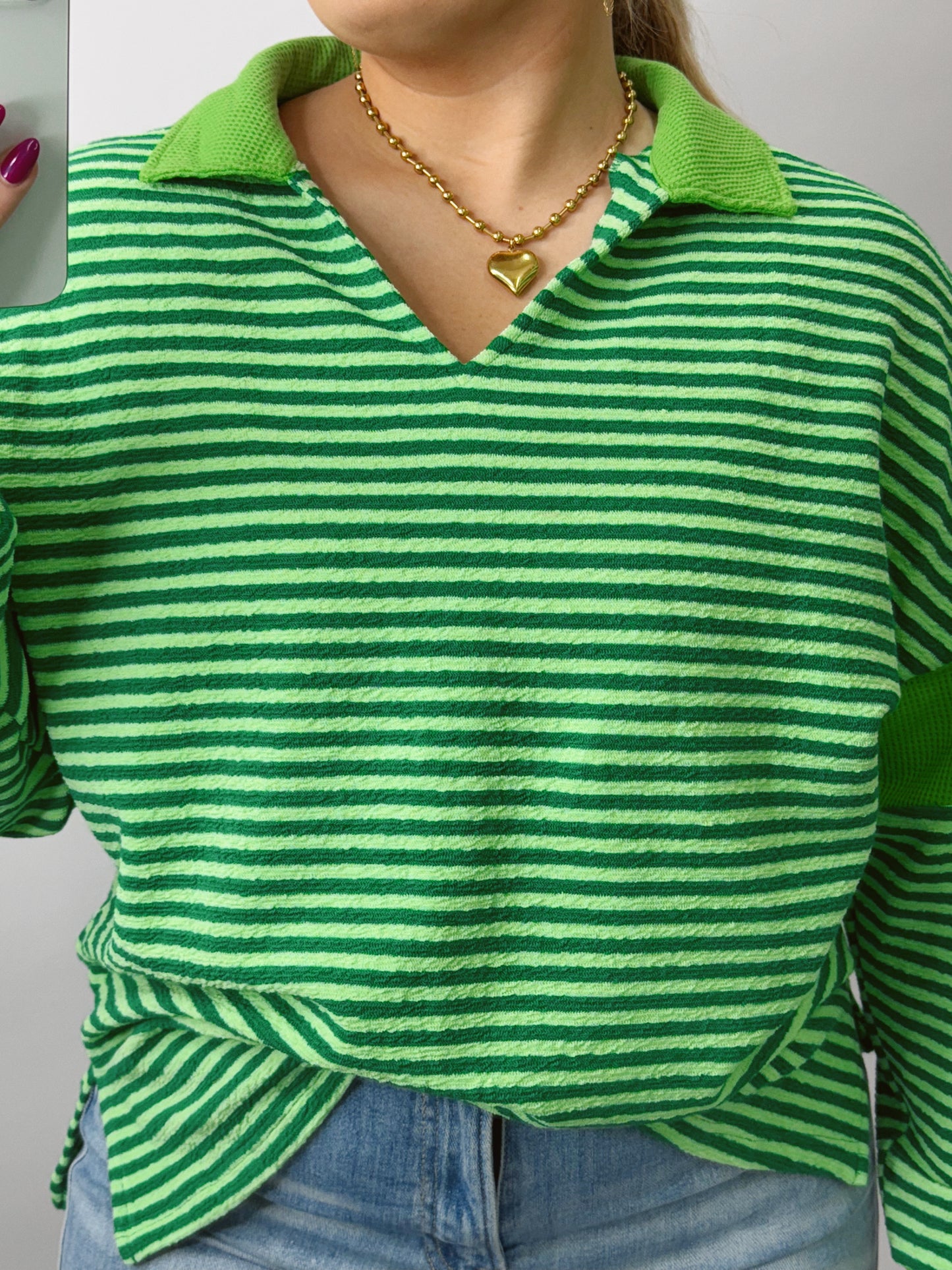 The Phoebe | Green Striped Top