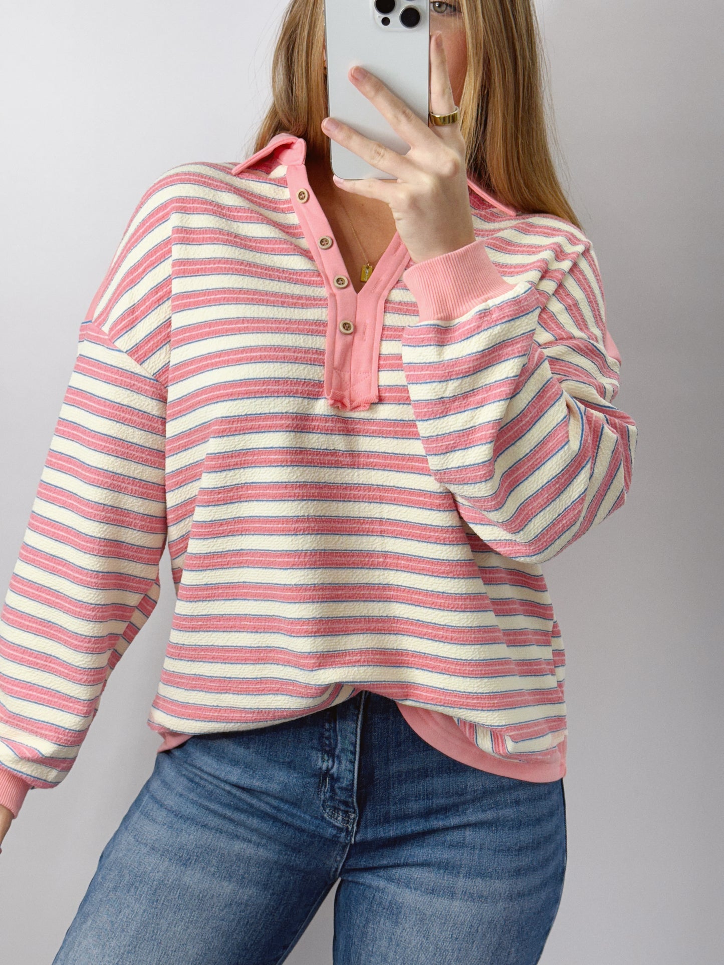 The Alyssa | Pink and White Stripe Top