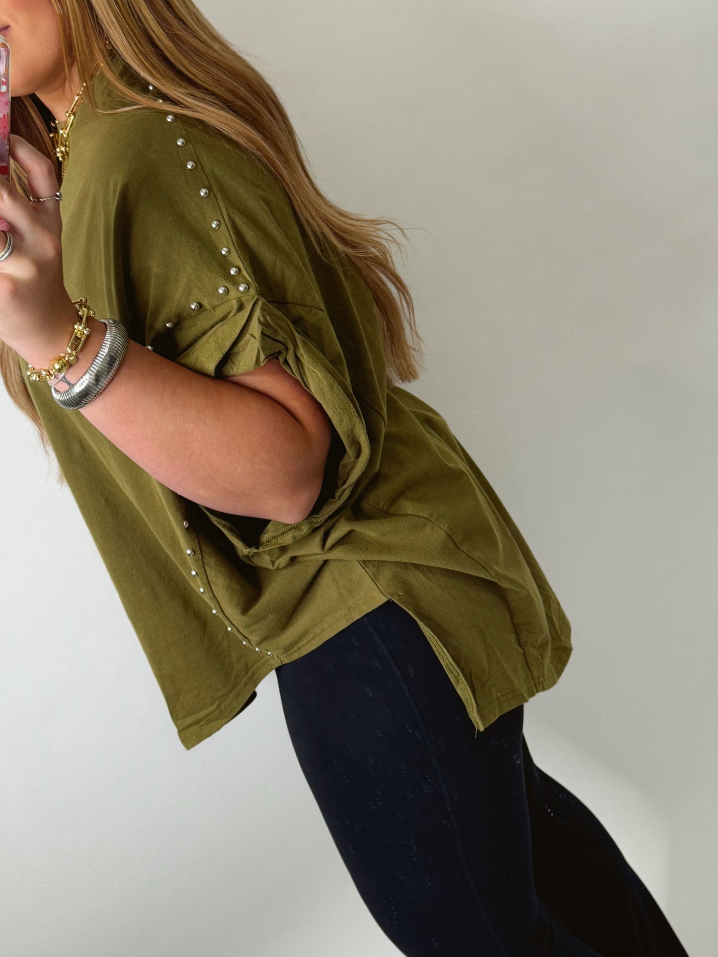 The Kimberly | Olive Studded Top