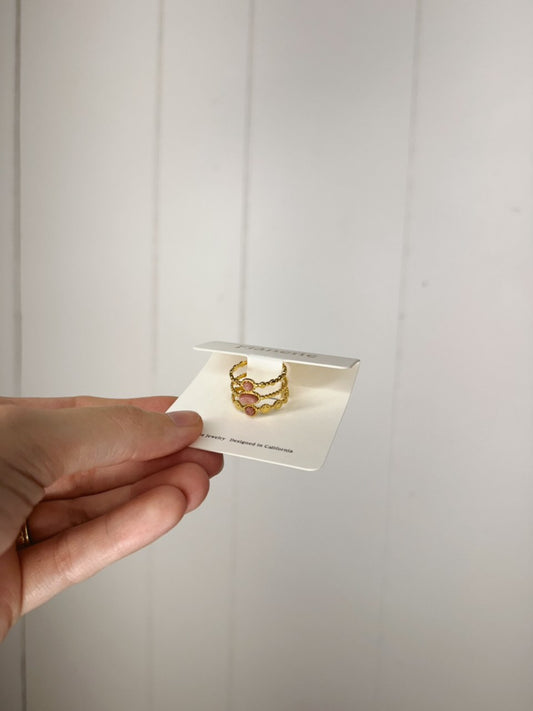 Pink and Gold Trilayer Ring