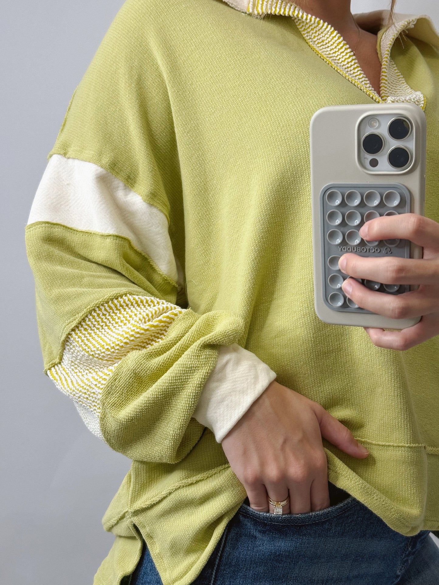 The Lydia | Patchwork Sleeve Top