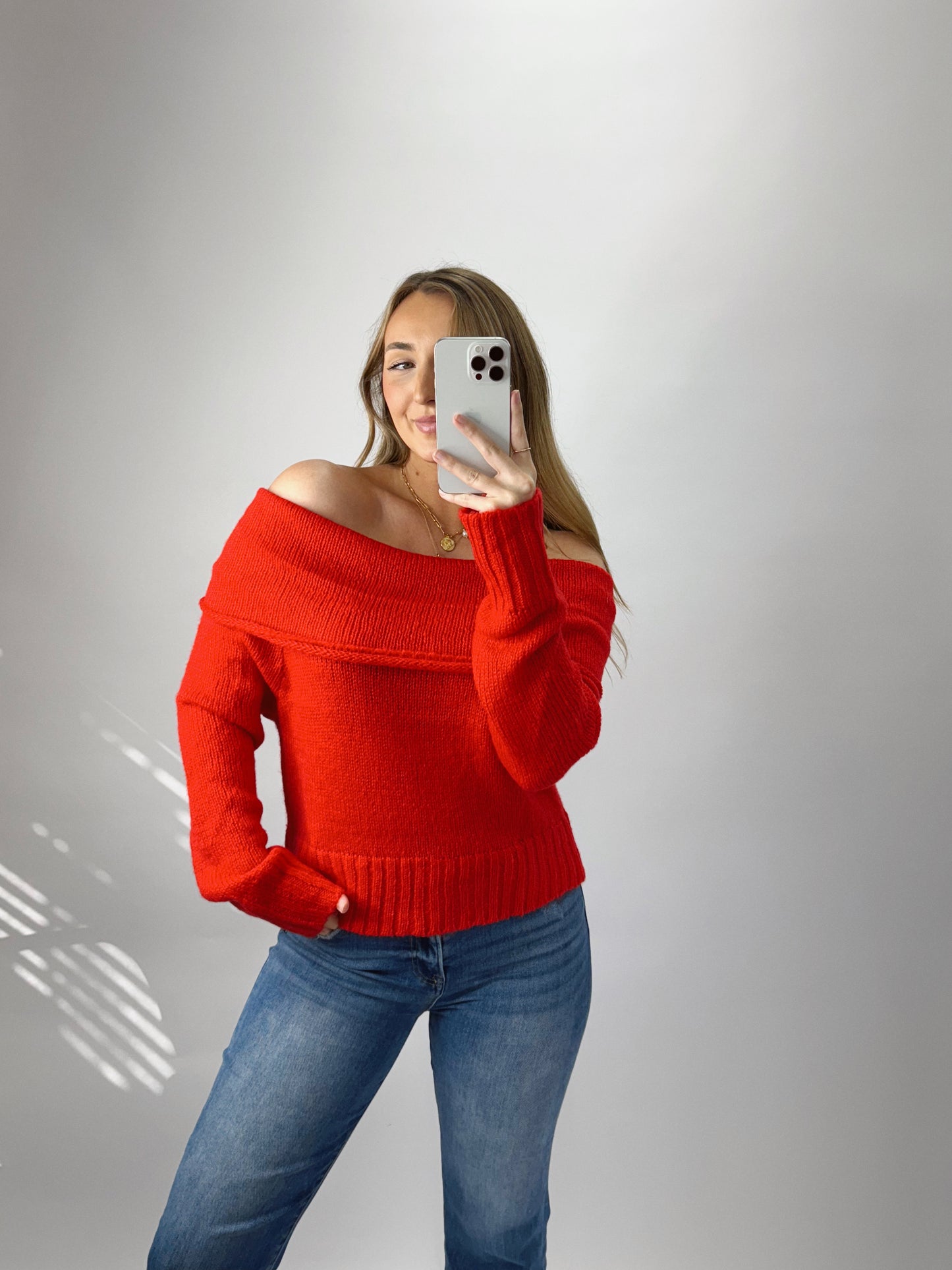 The Averie | Red Off The Shoulder Top
