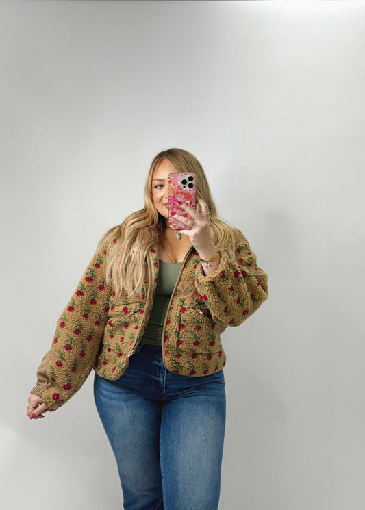 The Kelsey | Rose Sherpa Jacket