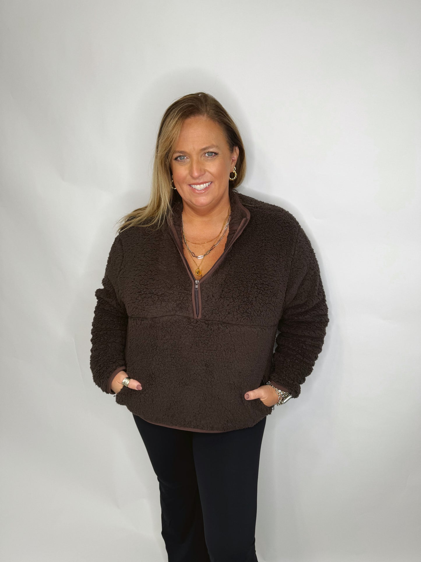 The Teddy | Brown Fleece Half Zip