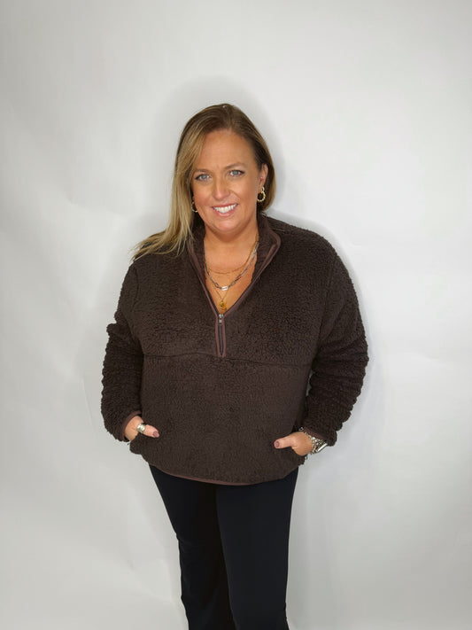 The Teddy | Brown Fleece Half Zip
