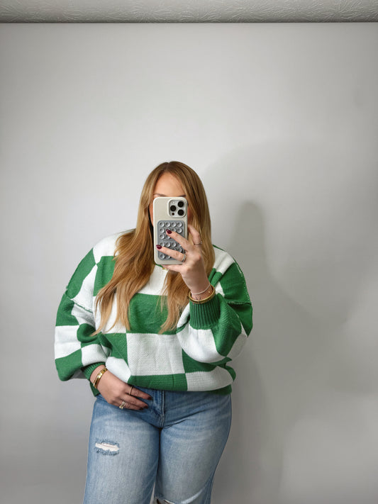 The Sydney | Green Checkered Sweater