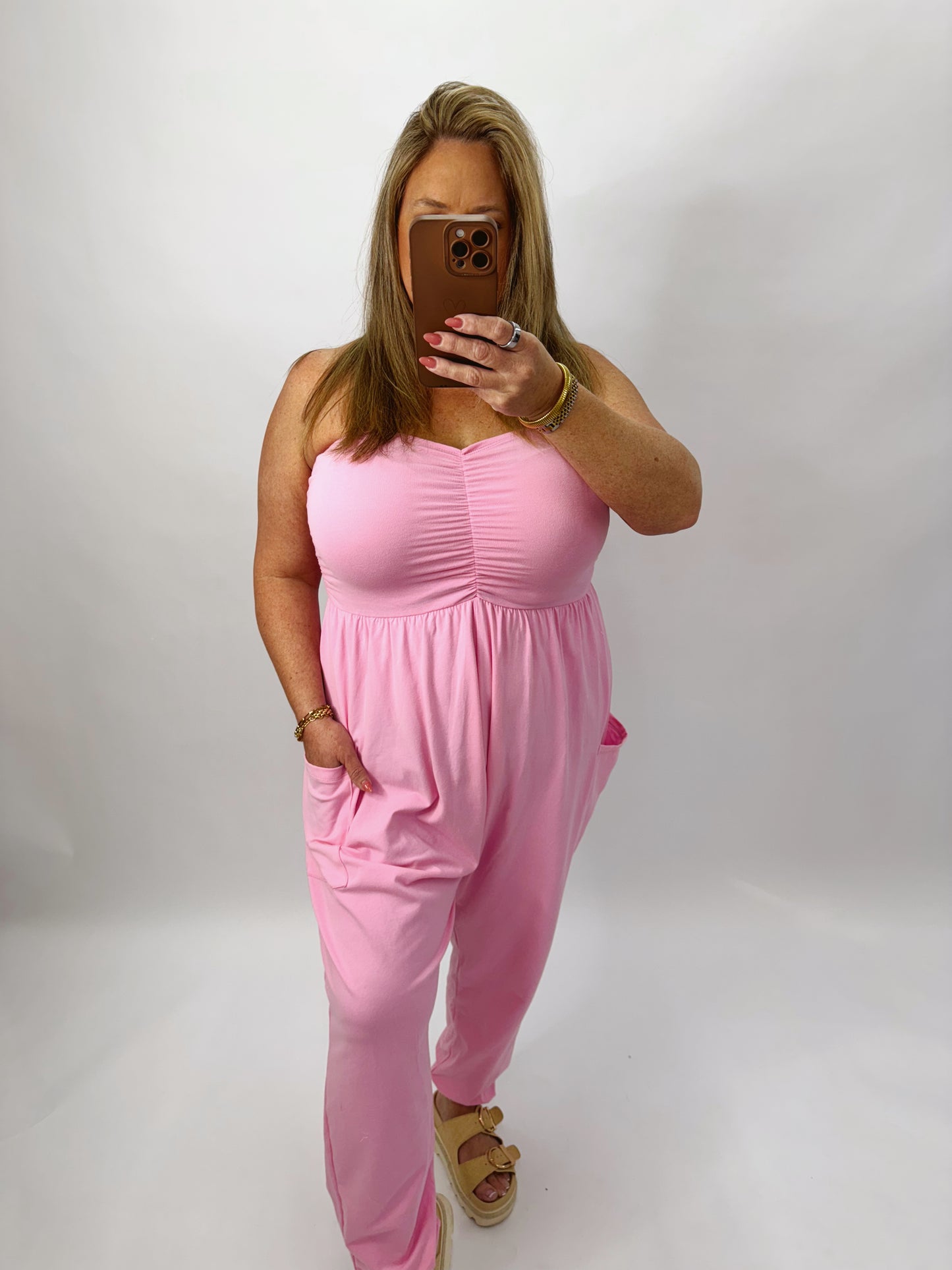 The Skyler | Pink Strapless Jumpsuit