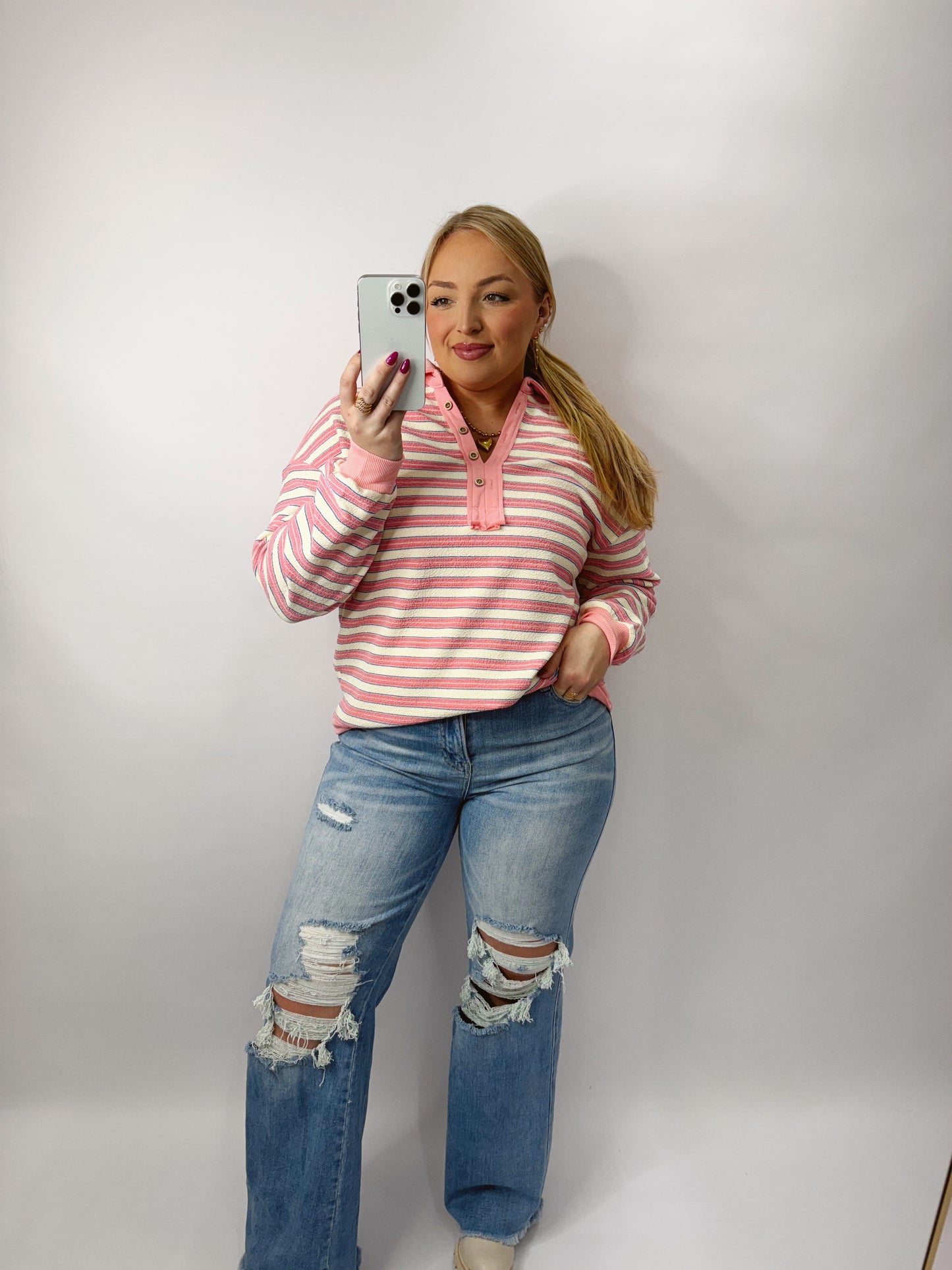 The Alyssa | Pink and White Stripe Top