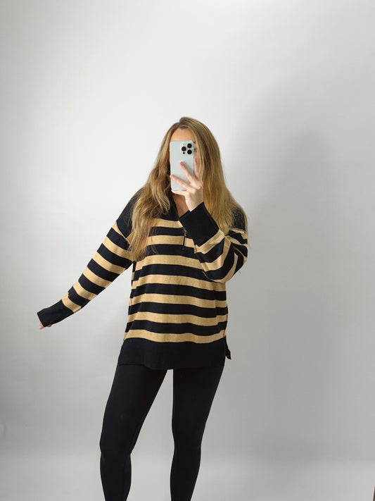 The Claire | Black and Khaki Sweater