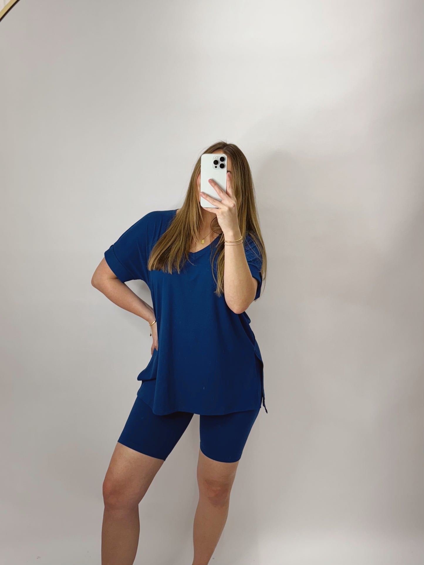 The Payton | Blue Biker Shorts Set
