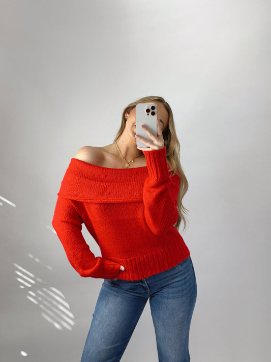 The Averie | Red Off The Shoulder Top