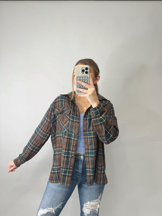 The Jackie | Brown and Green Flannel