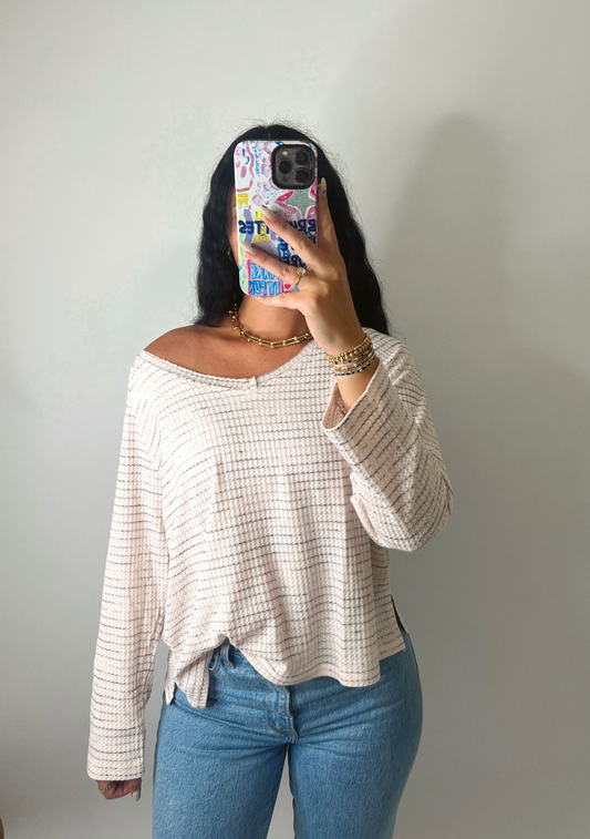The Nicole | Long Sleeve Waffle Top