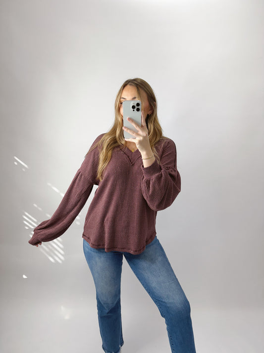 The Winter | Wine Ribbed Pullover