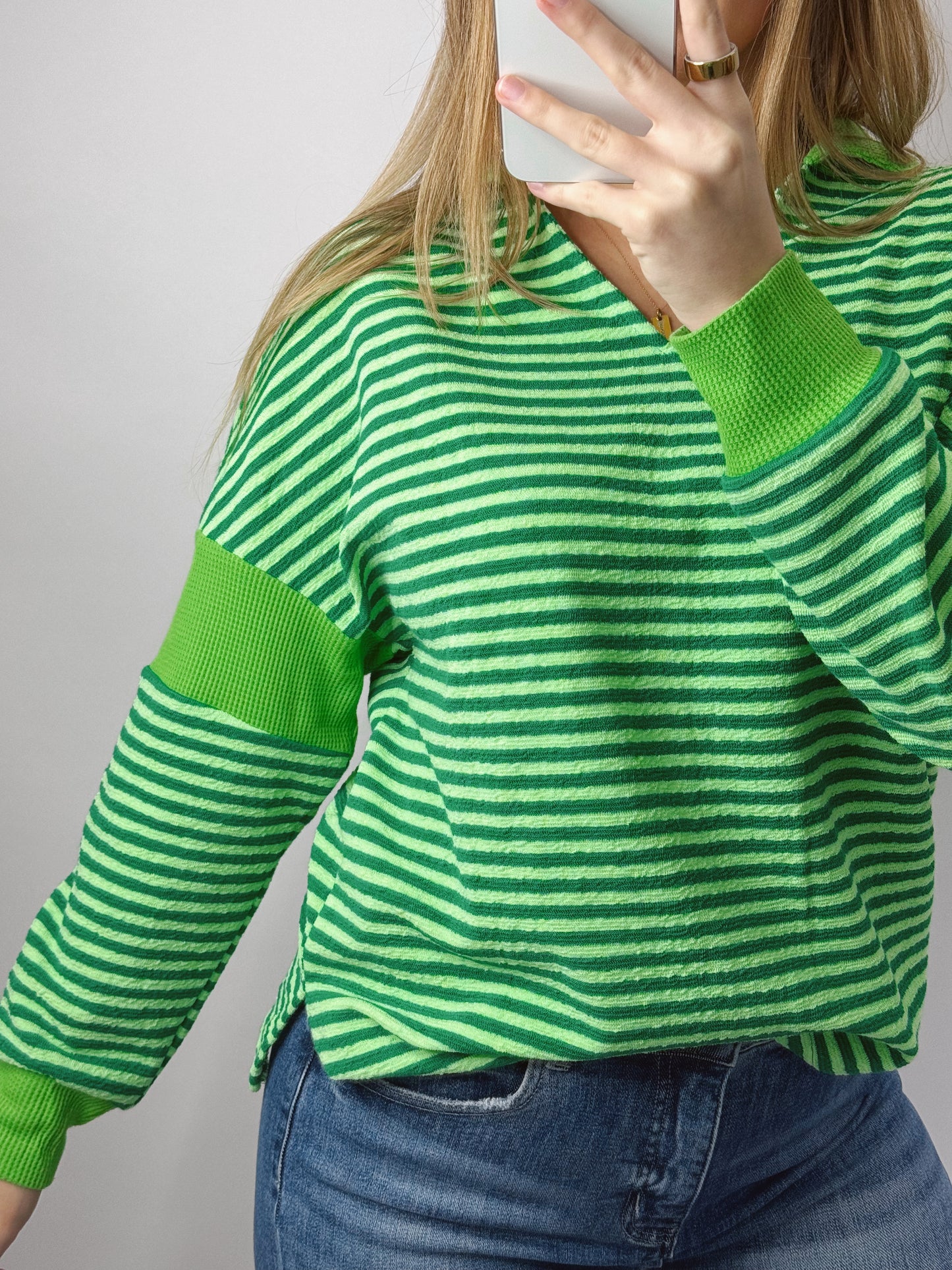 The Phoebe | Green Striped Top