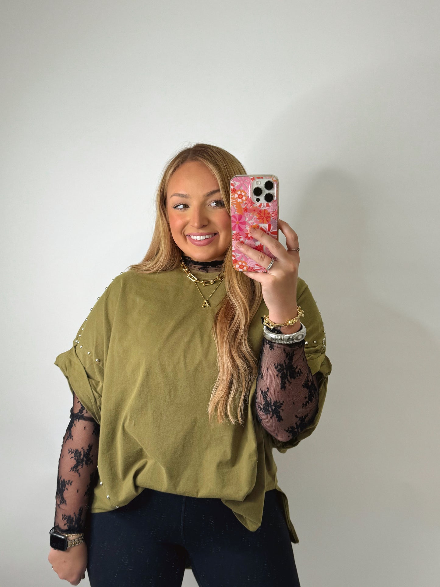 The Kimberly | Olive Studded Top