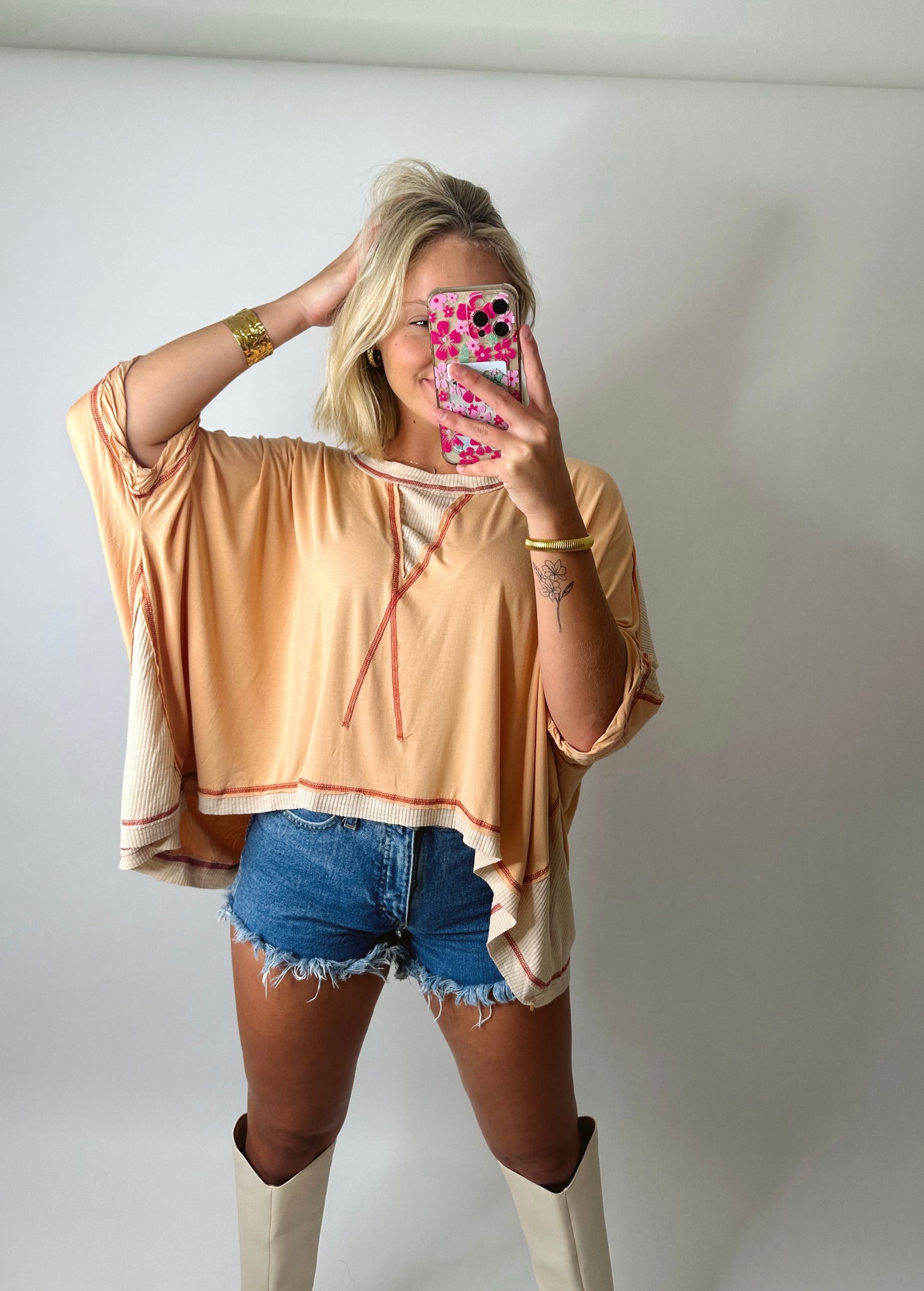The Missy | Oversized Orange Contrast Top