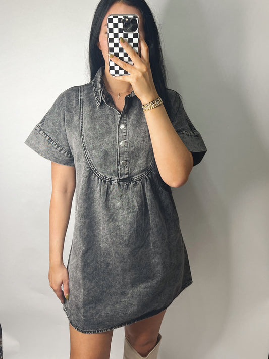 Balck Denim Mini Dress