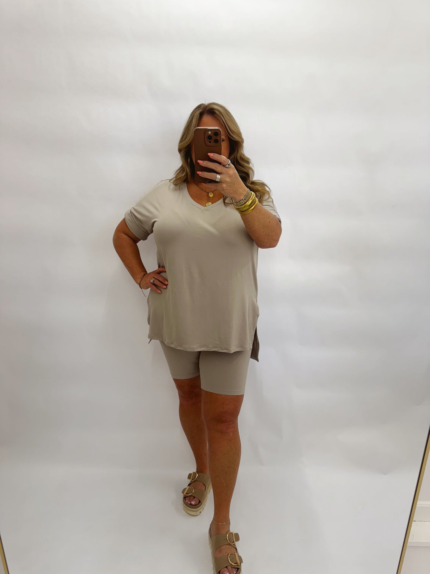 The Payton | Neutral Biker Shorts Set