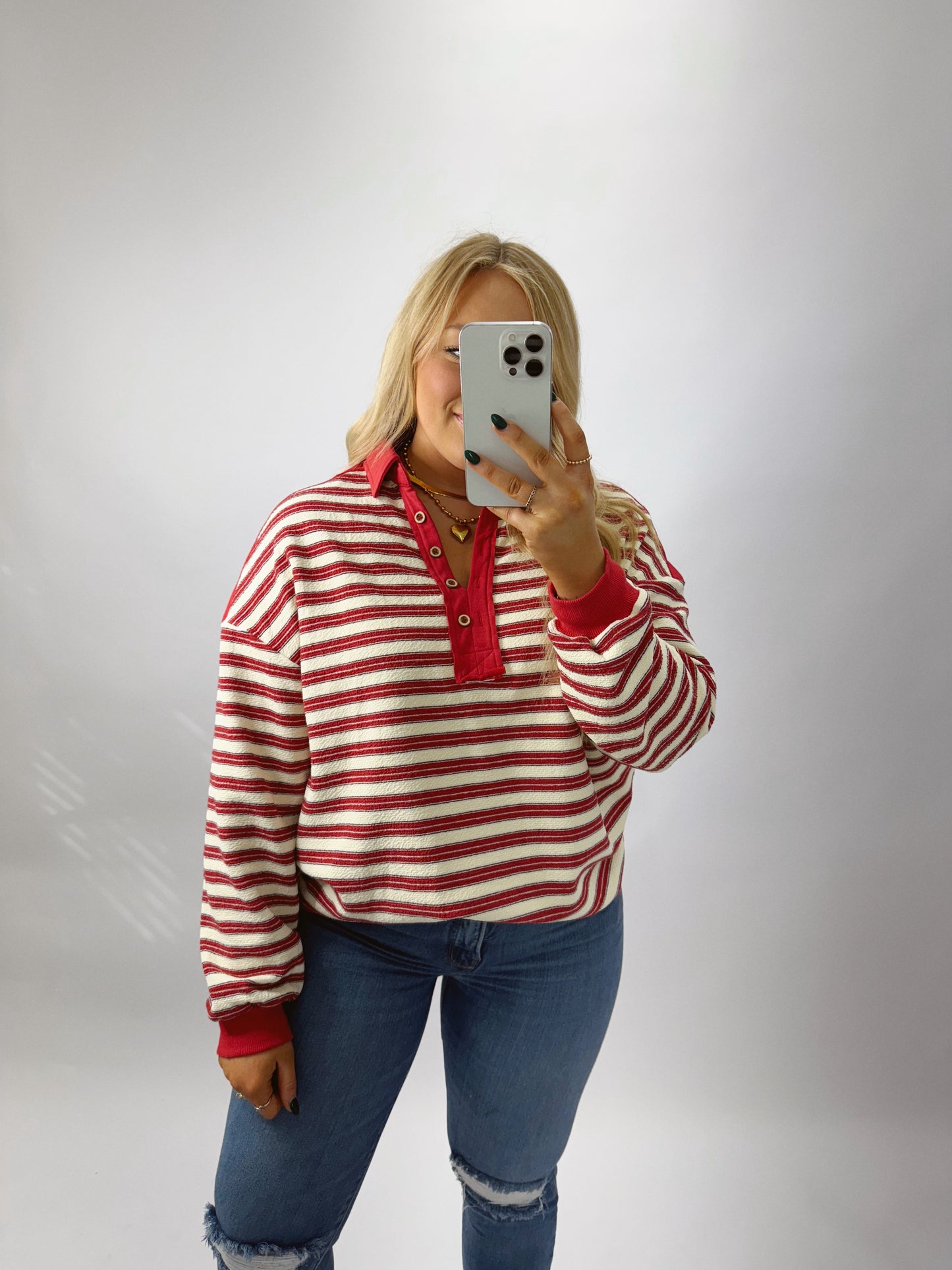 The Alyssa | Red and White Stripe Top