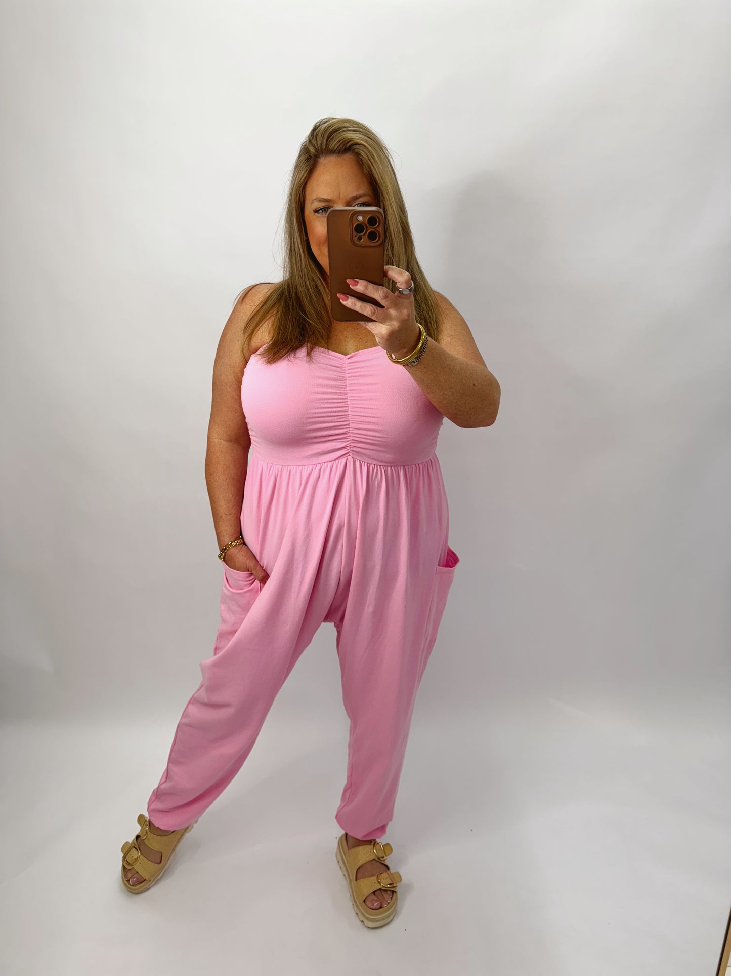 The Skyler | Pink Strapless Jumpsuit