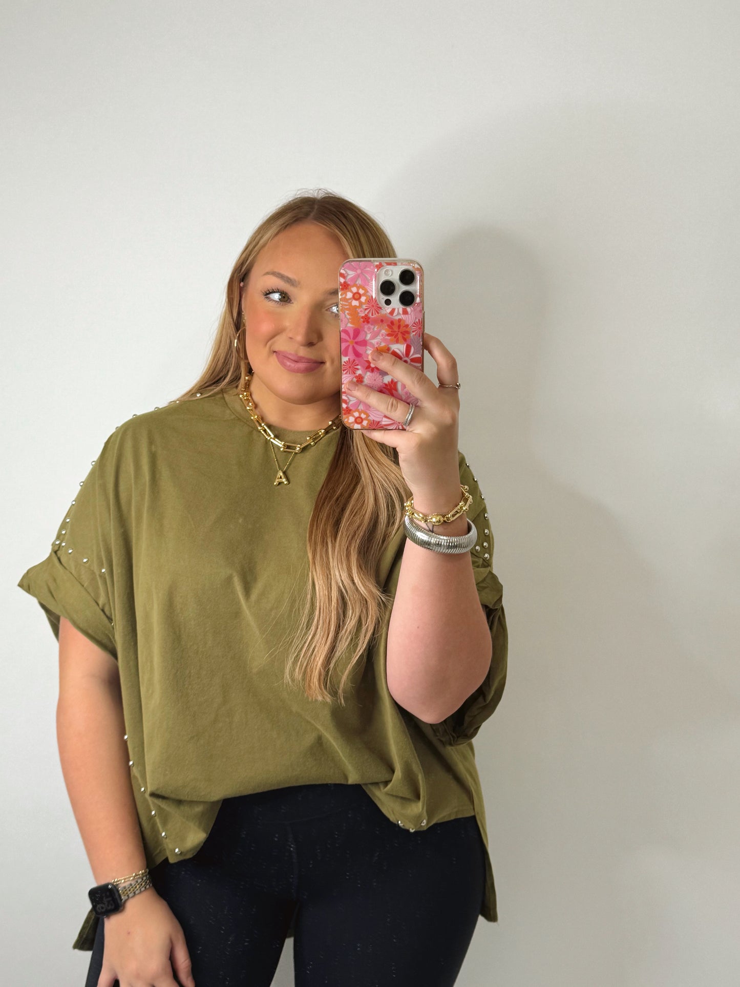 The Kimberly | Olive Studded Top