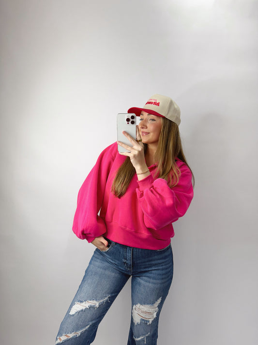 The Paige | Hot Pink Collared Pullover