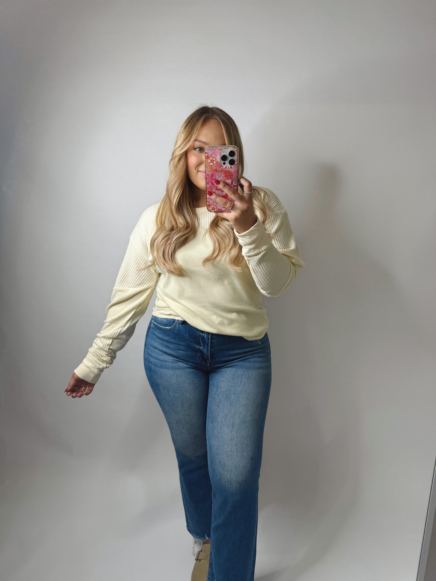 The Breanne | Waffle Patchwork Long Sleeve