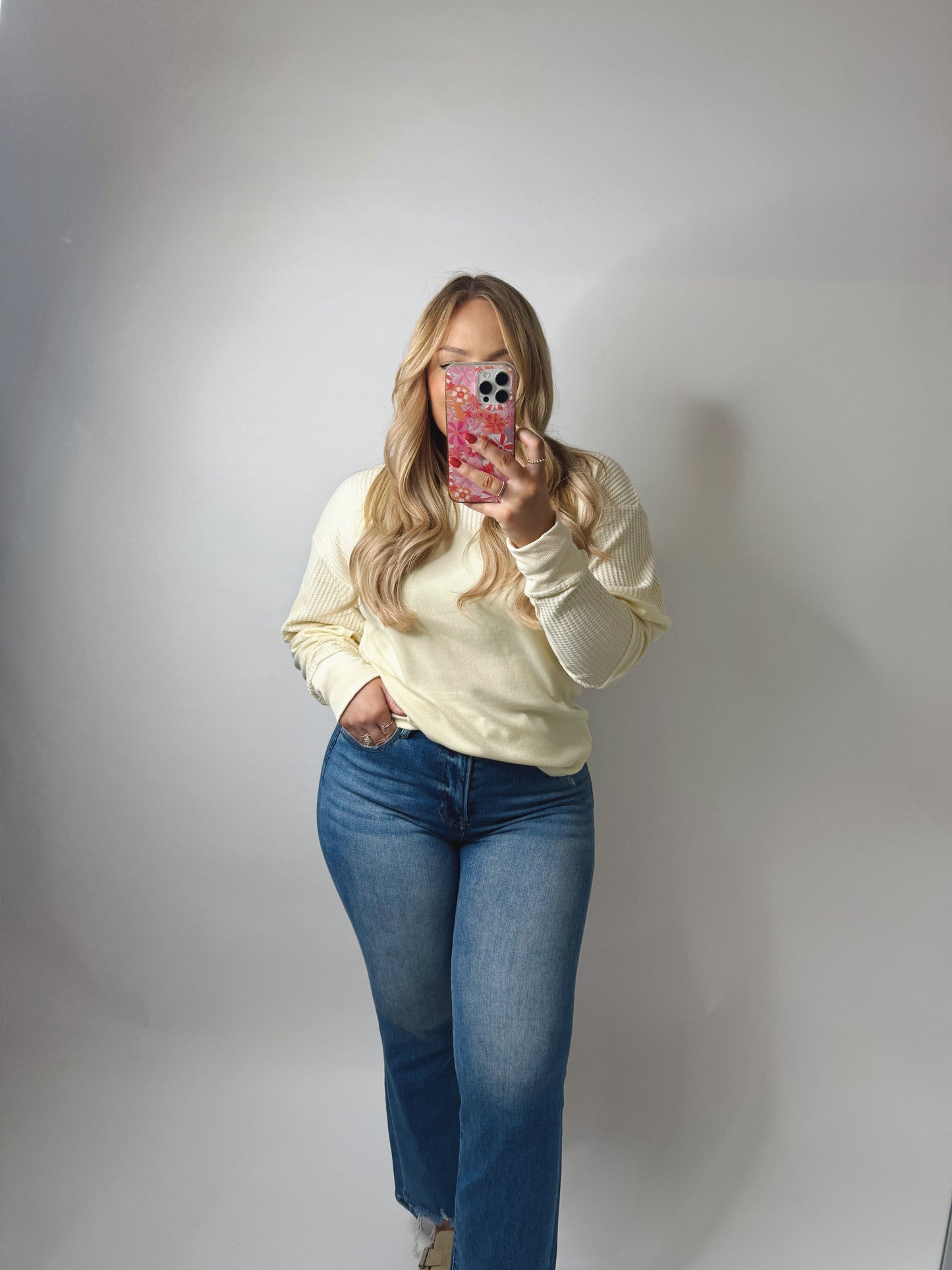 The Breanne | Waffle Patchwork Long Sleeve
