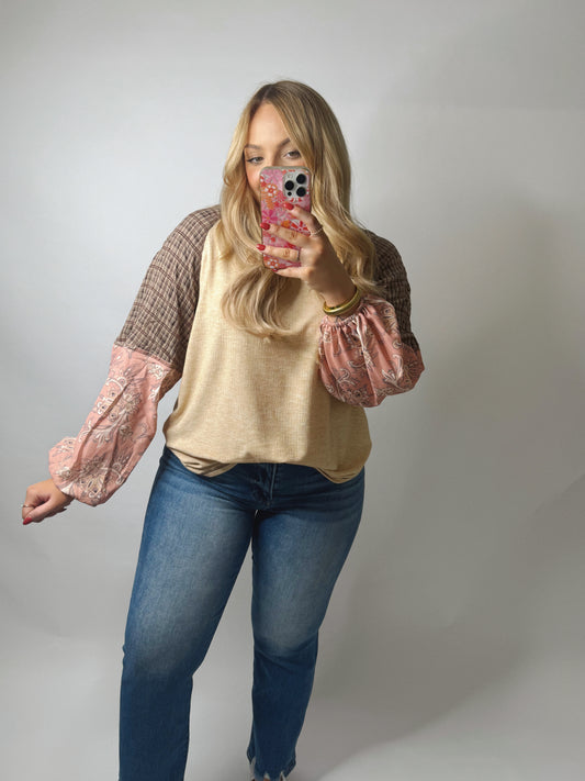 The Heather | Paisley Plaid Sleeve Top