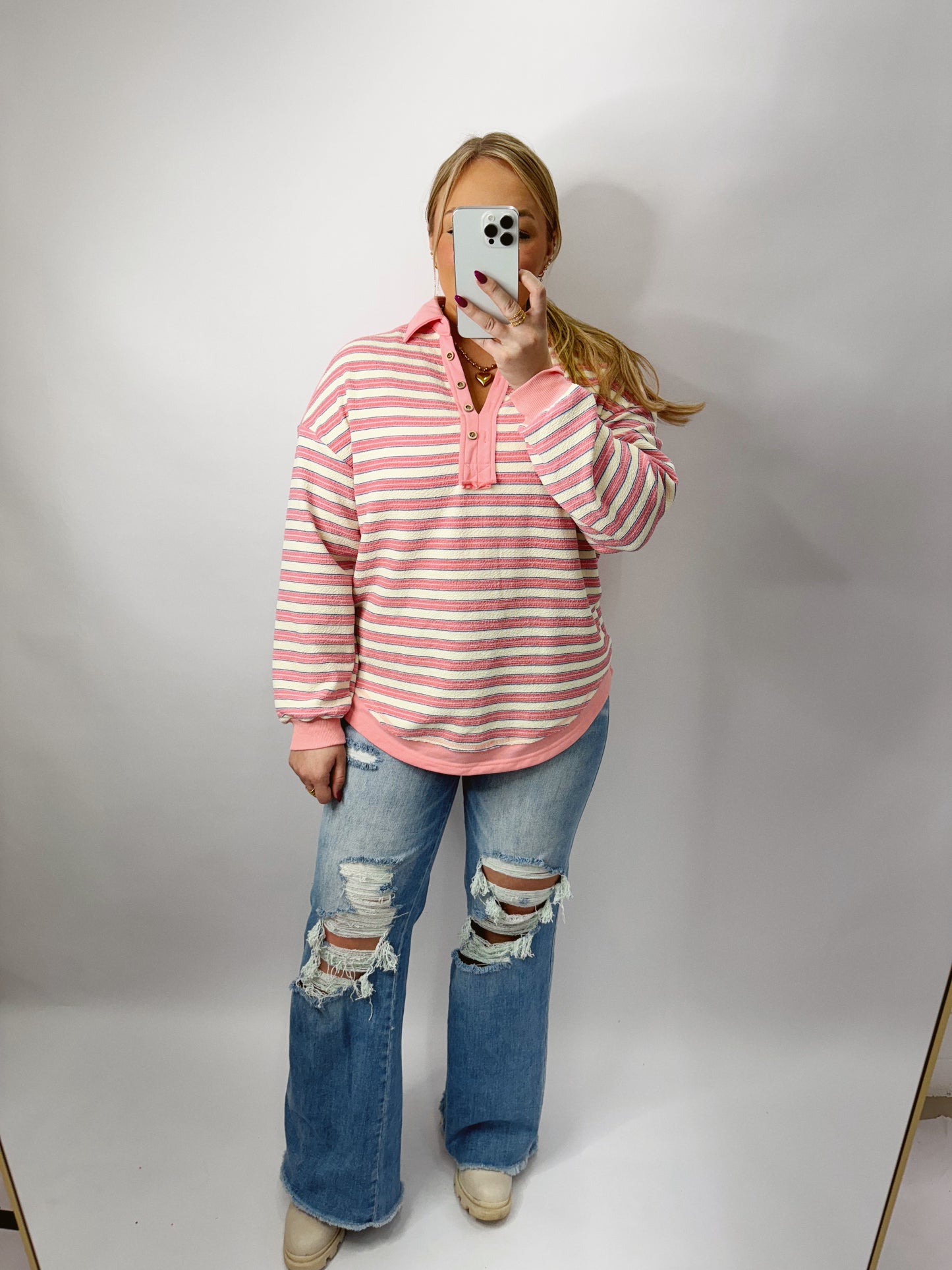 The Alyssa | Pink and White Stripe Top