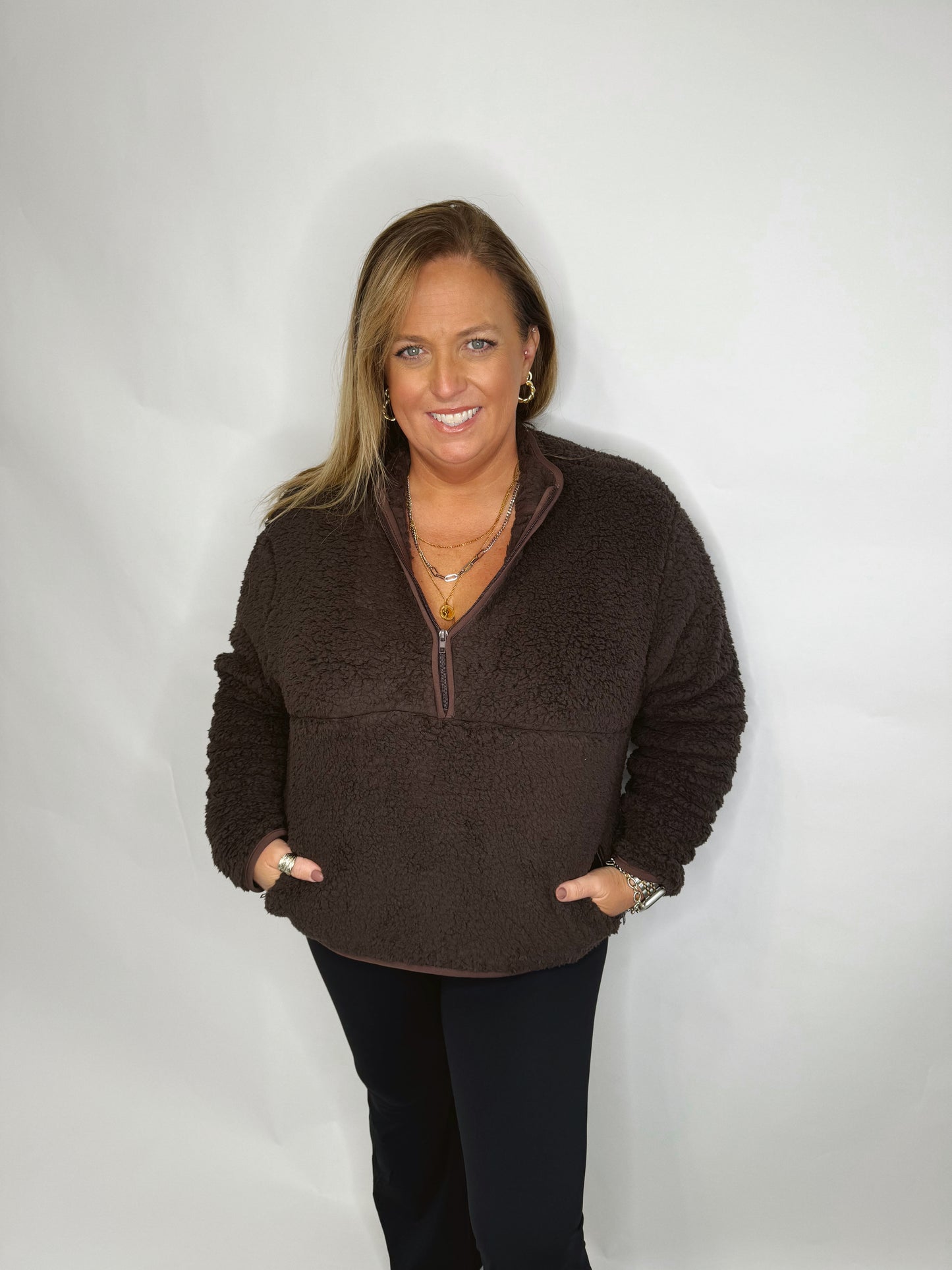 The Teddy | Brown Fleece Half Zip