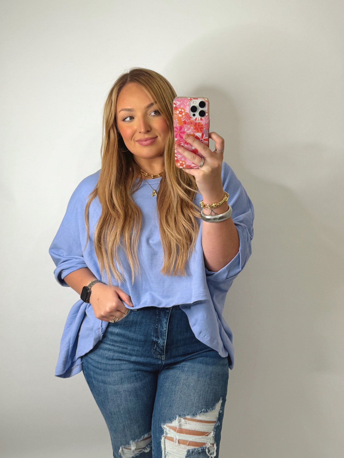 The Ansley | Periwinkle Terry Semi Crop