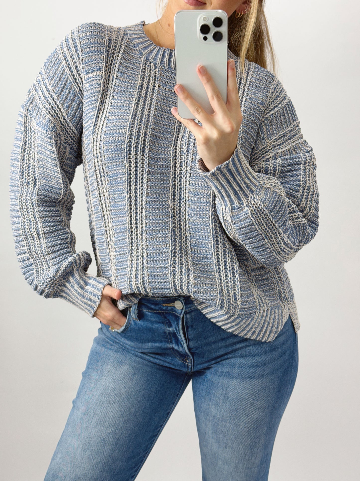 The Mikayla | Blue Chunky Knit Sweater