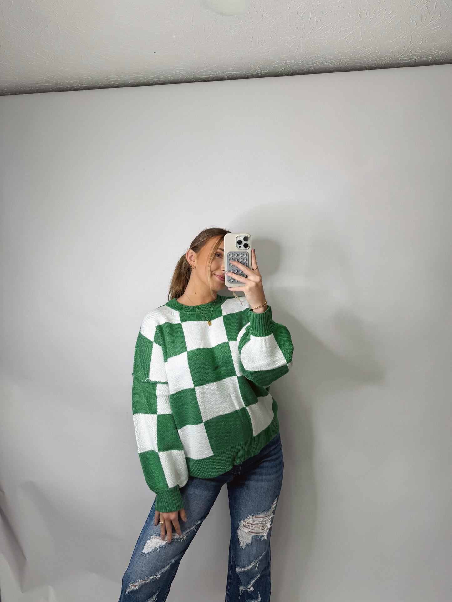 The Sydney | Green Checkered Sweater