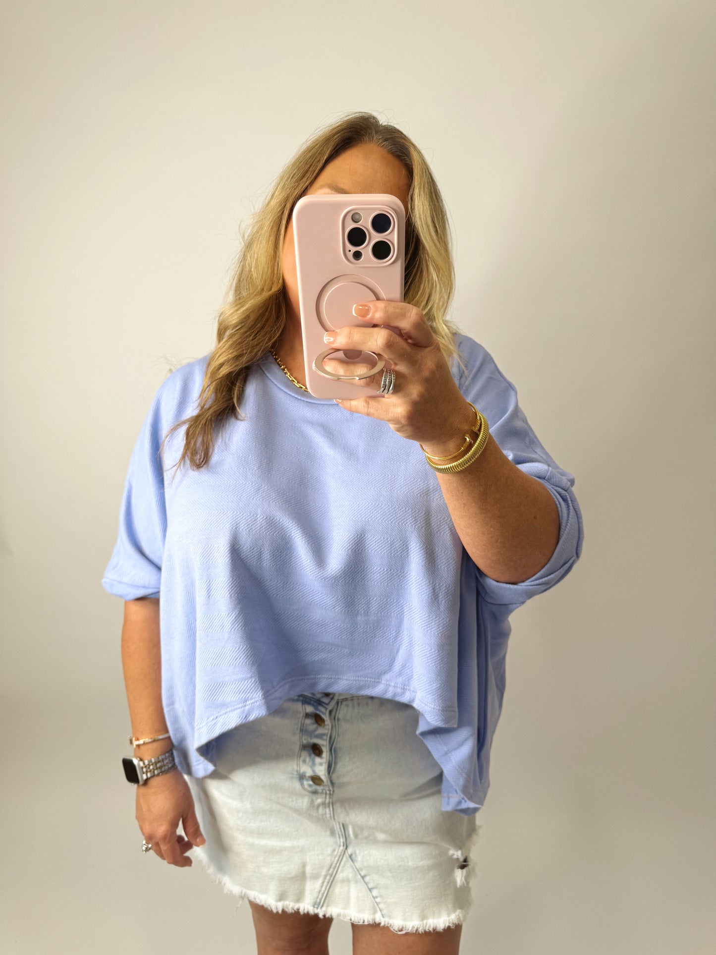 The Ansley | Periwinkle Terry Semi Crop