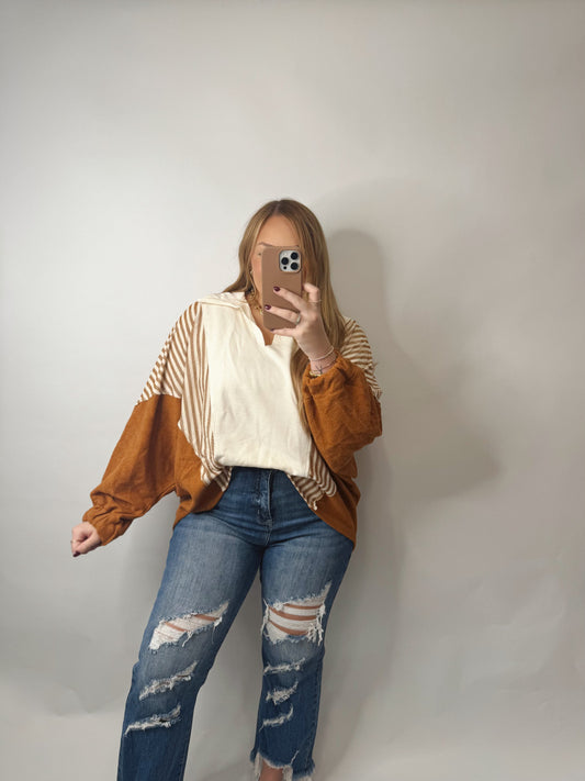 The Carmen | Oversized V Neck Top