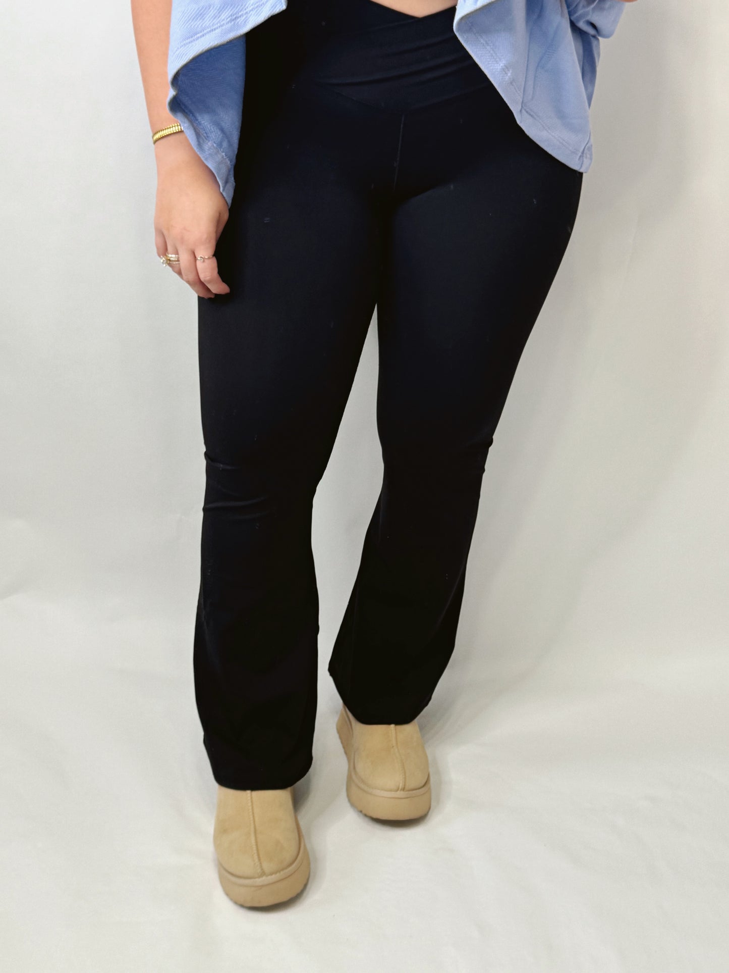 High Waist Crossover Flare Leggings