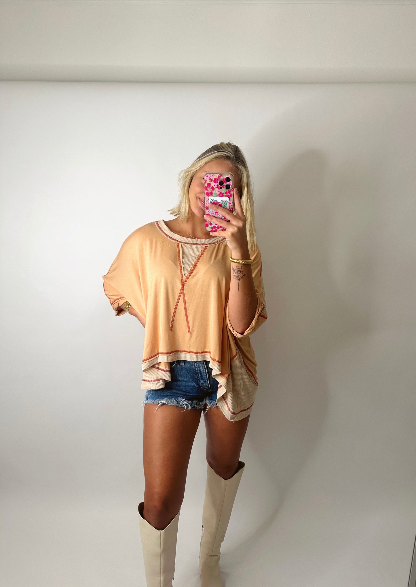 The Missy | Oversized Orange Contrast Top