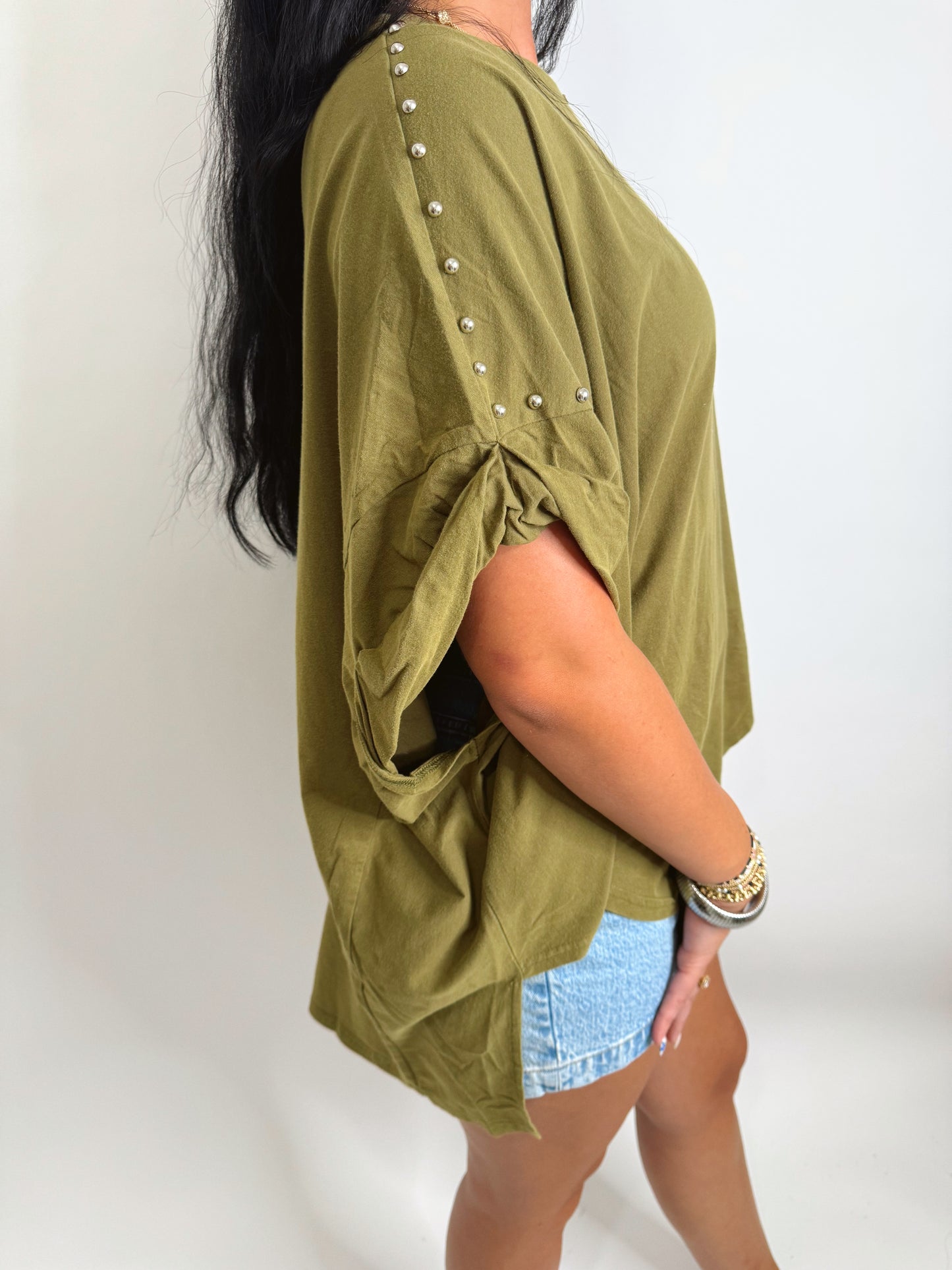 The Kimberly | Olive Studded Top