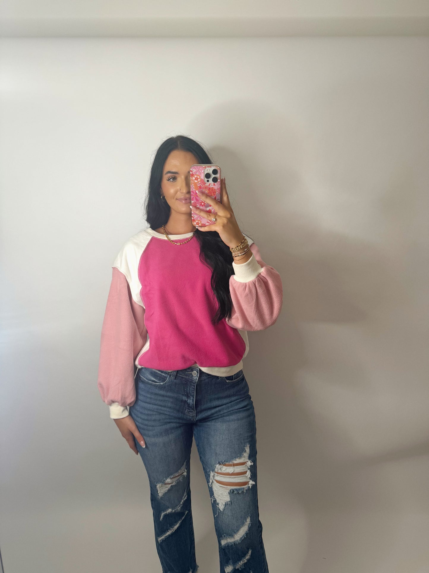 The Eileen | Pink Fleece Top