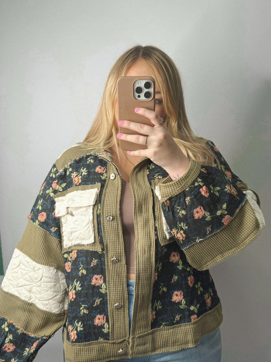 The Olive | Floral Patchwork Jacket