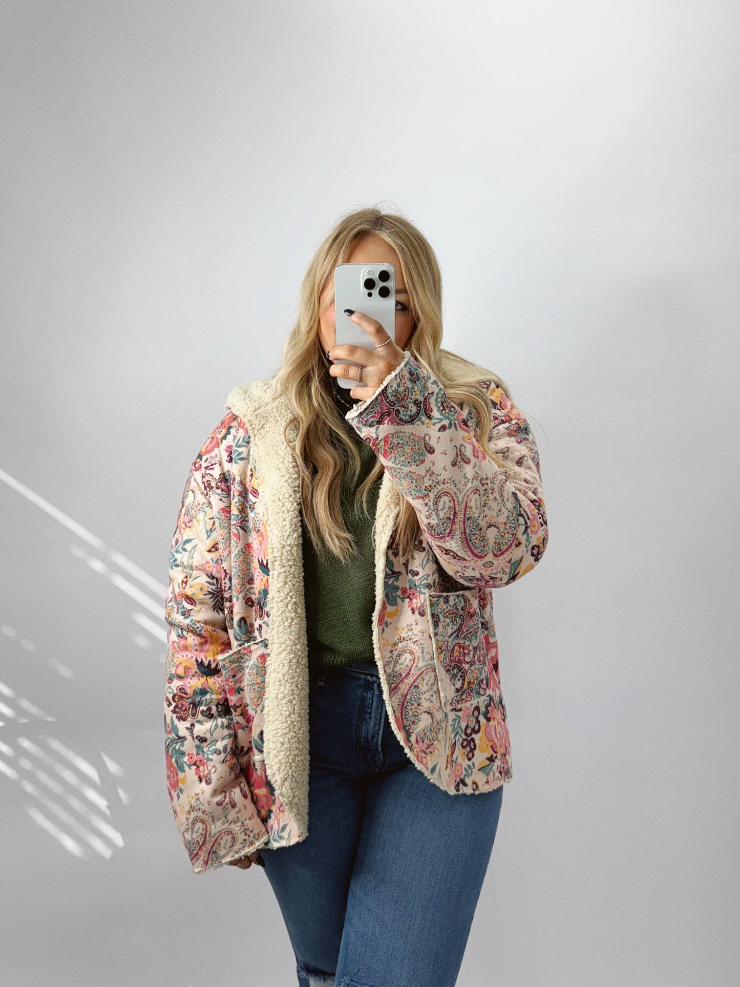 The Paisley | Floral Sherpa Jacket